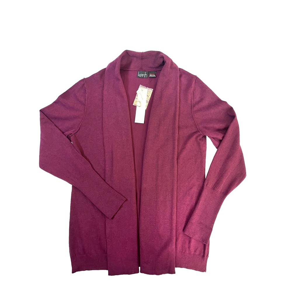 Kersh Cardigan Sweater Womens sz XXL Maroon/Purple Shawl Collar Cotton Blend NWT